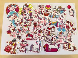 Süsse Einhorn Sticker Set 30 Stk