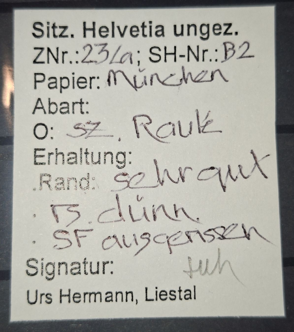 Tutti i francobolli: Strubel 23Ca mit Befund Kat. 300.- – Usato da Balgach venduto da SIMEON27 2