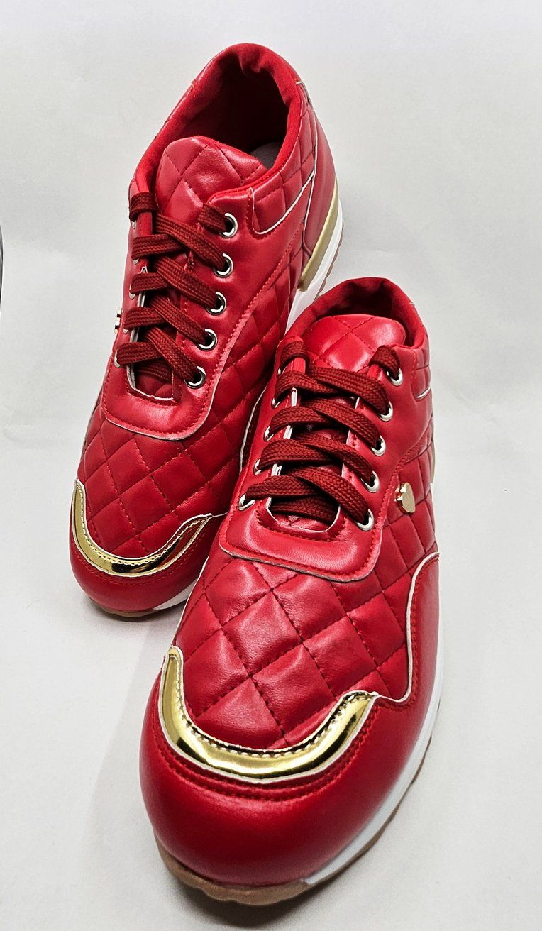 Damenschuhe: Roter Sneaker mit Goldelementen – Neu und originalverpackt aus Zürich von Numark 5