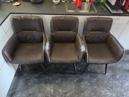3x Esszimmerstühle Kunstleder braun | Bastler
