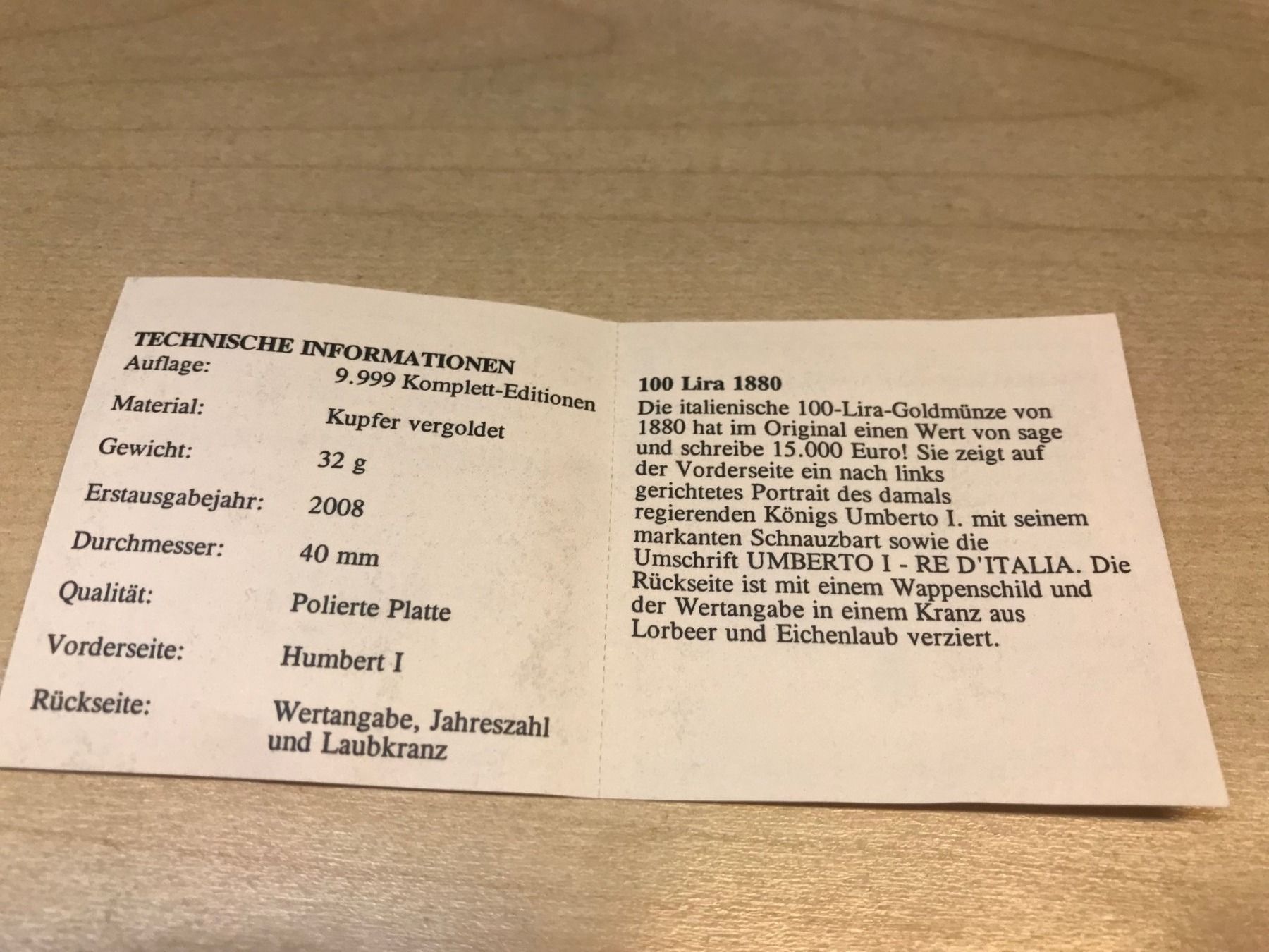 Tutti le monete: Münze 100 Lira 1880 – Nuovo e nell'imballaggio originale da Emmenbrücke venduto da DanielStulz62 4