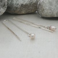 Kettenohrringe mit Perlen in Silber 925