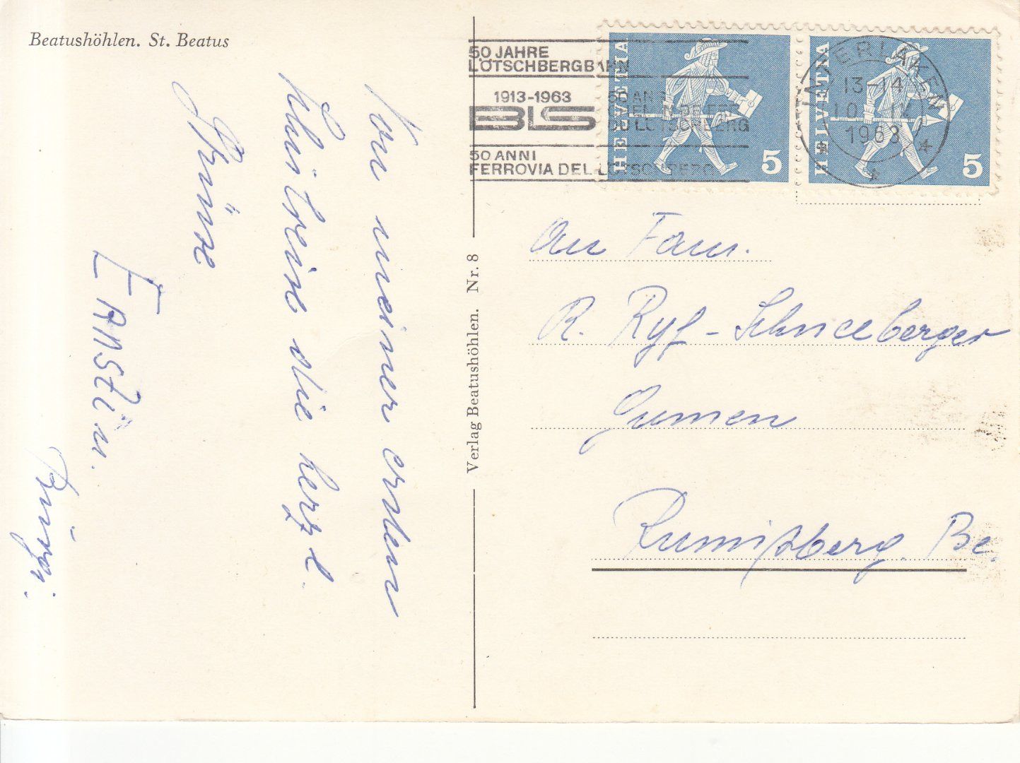 Cartoline postali: Beatushöhlen 1963 – Usato da Bürglen TG venduto da StampGraf 1