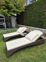 2x Rausch Ratten Liegestuhl inkl. Kissen und Tisch
