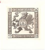 Ex-libris héraldique Michel JÉQUIER par FJ Junod