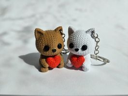 3D Katzen Schlüsselanhänger mit Herz