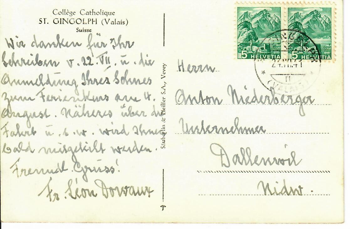 Ansichtskarten: St. Gingolph 1941 – Gebraucht aus Hochdorf von Ziegel-16 1