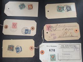 Lot auserlesene  Paket-Etiketten , Wappenschilder