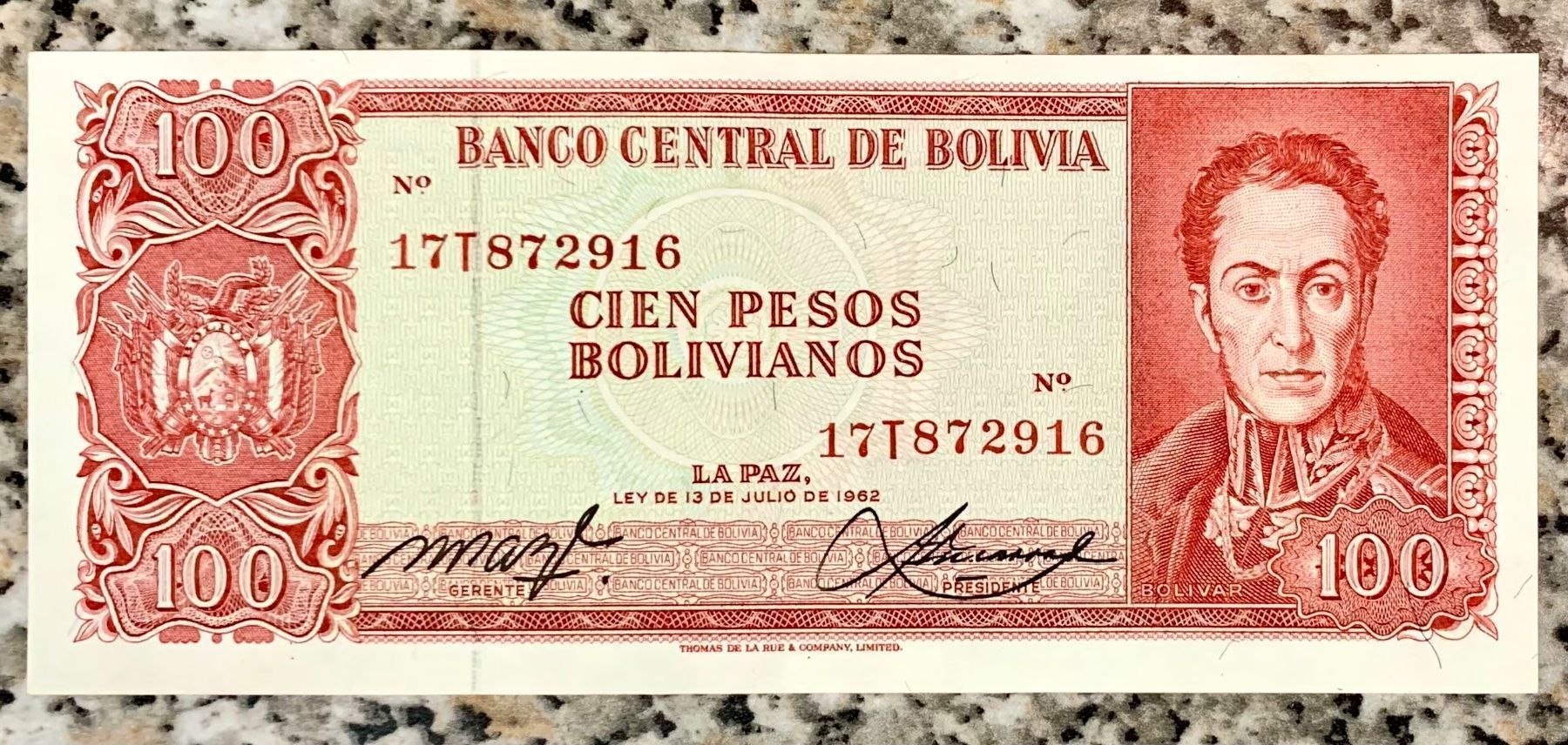 Banconote: 100 Pesos Bolivianos 1962 UNC!!! – Nuovo (secondo la descrizione) da Oberentfelden venduto da NunoLouro
