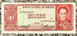 100 Pesos Bolivianos 1962 UNC!!!