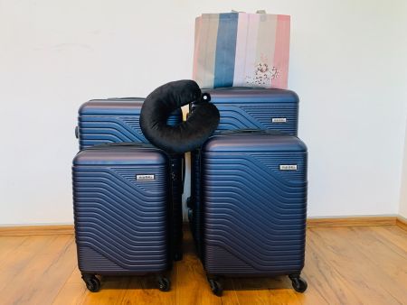 6 tlg. Reisekofferset Tasche + Hartschalenkoffer BLAU NEU