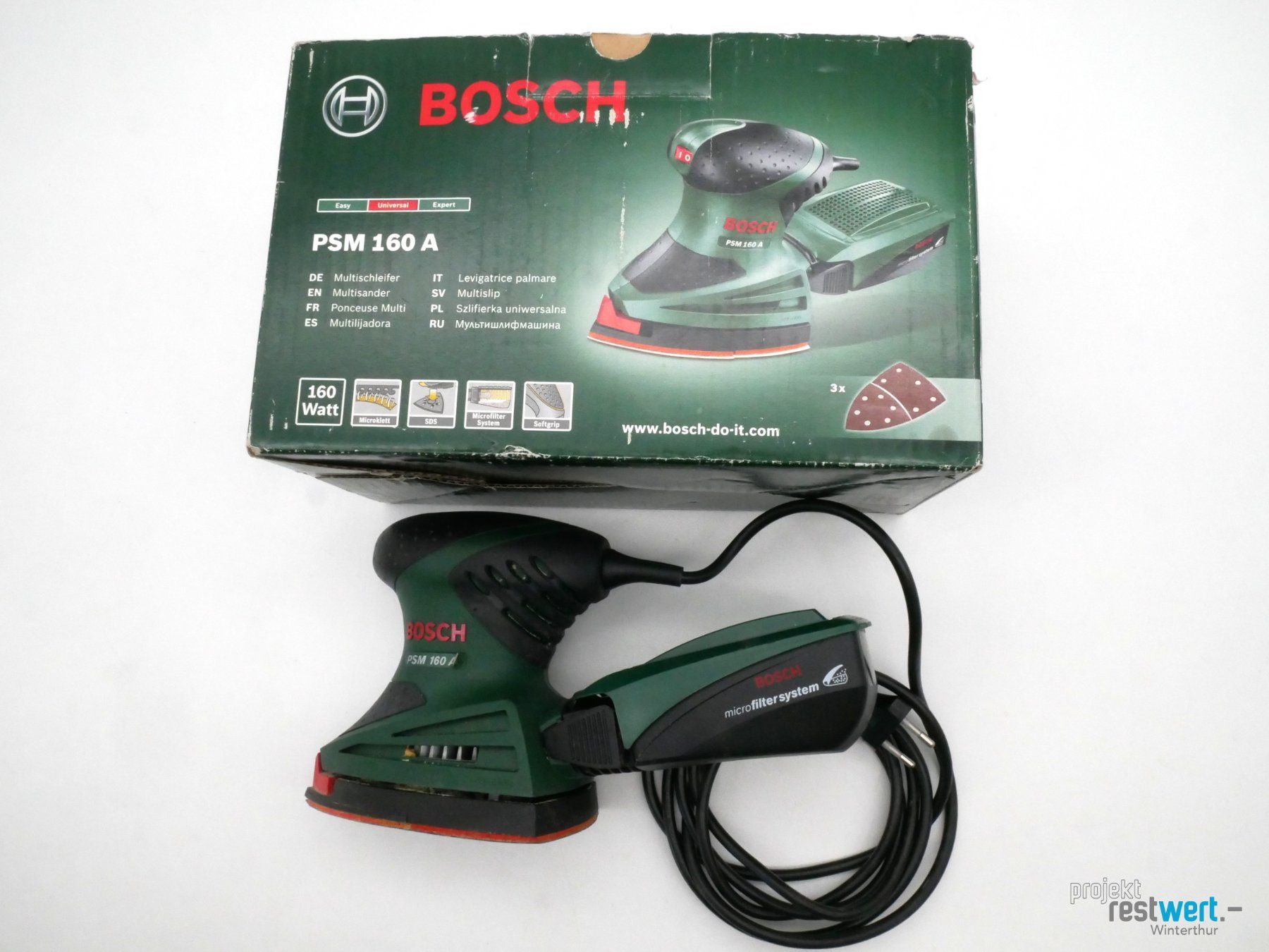 Bosch Smerigliatrici & Lucidatrici: BOSCH PSM 160 A Multischleifer Grün – Usato da Winterthur venduto da Restwert_Winterthur