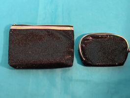 Tasche und passendes Portemonnaie, schwarz glitzernd