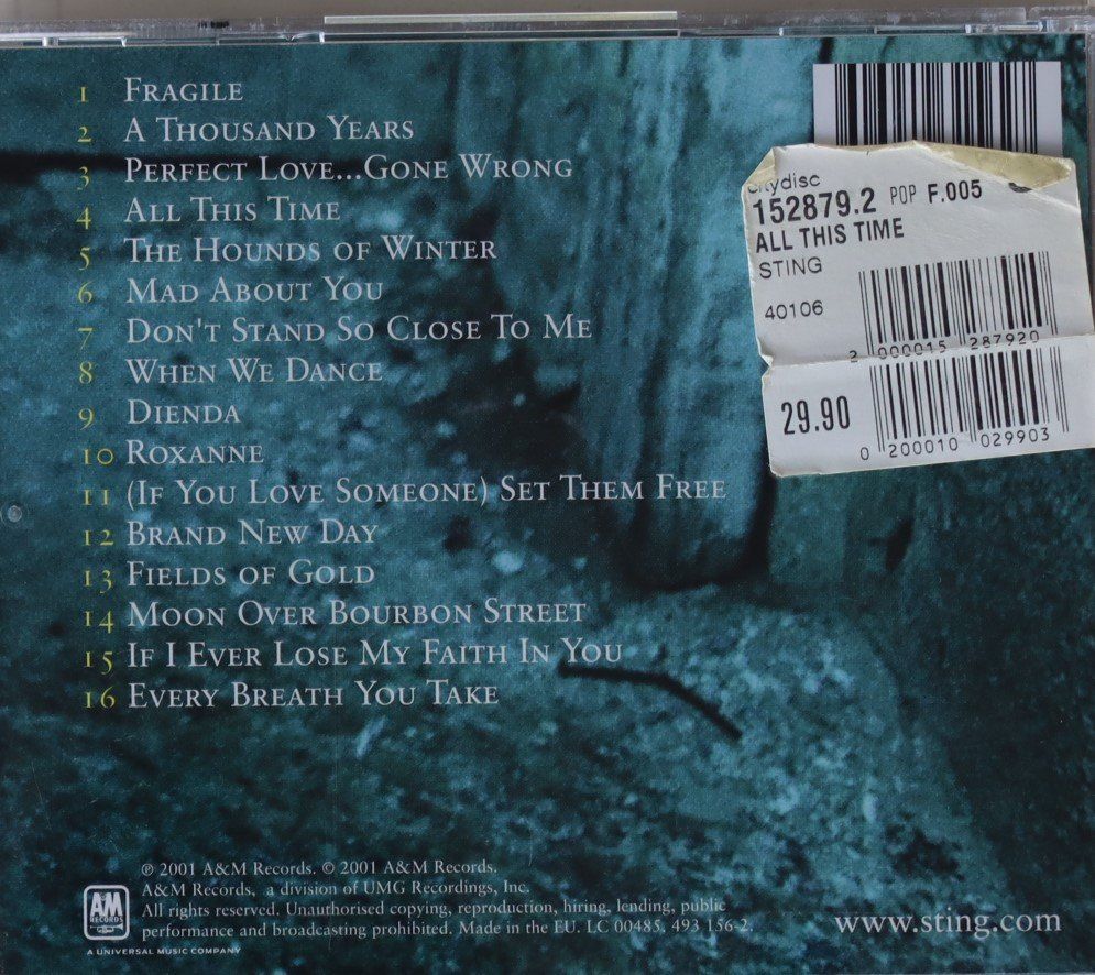CDs: Sting- All  this time – Gebraucht aus Luzern von CONTENTI 2