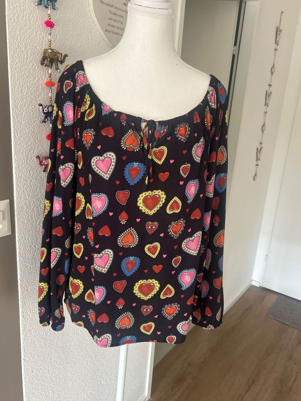Rainbow Camicette: Langarm Blusenshirt schwarz mit Muster von Rainbow Gr. 40 – Usato da Brunnen venduto da Nala2929 3