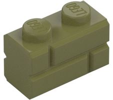 LEGO Olivgrün 1x2 mit Embossed Bricks
