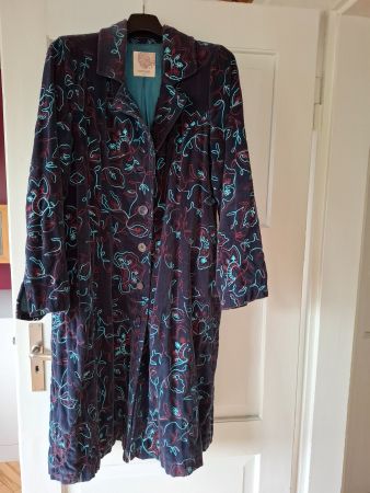 Mantel Samt blau mit Stickerei NOMADS 14 (42/44)
