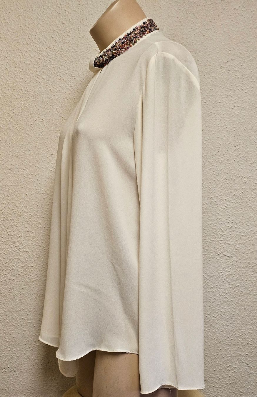 Zara Camicette: ZARA BASIC Damen Bluse Cremeweiß Mit Schmuckkragen Elegant G – Usato da Urdorf venduto da ole_mrp9 3