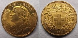 1926 Goldvreneli-Gold-Vreneli 20 FR Vorzüglich TOP RAR