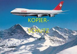 Flugzeug Boeing 747-257 B der Swissair über den Alpen /bc