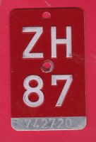 VELONUMMER / FAHRRADSCHILD ZH 87