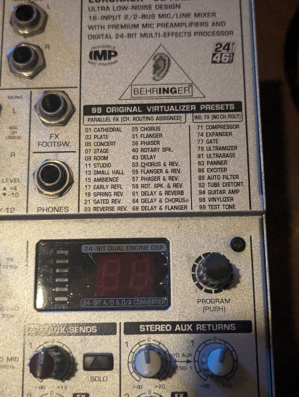 Behringer Console di mixaggio: mischpult Behringer Eurorack UB1622FX-Pro – Usato da Basel venduto da dorjesimeon 6