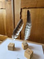 3 Holz Klötze Federn Bleistift Halter Dekoration