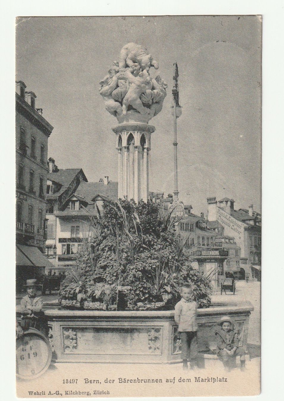 Cartoline postali: Ansichtskarte Bern Bärenbrunnen Marktplatz 1906 – Usato da St. Gallen venduto da Ricardo_Deals