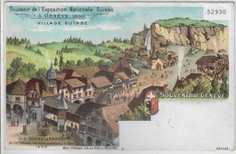 Souvenir de Geneve - Expo 1896 Village Suisse - Litho