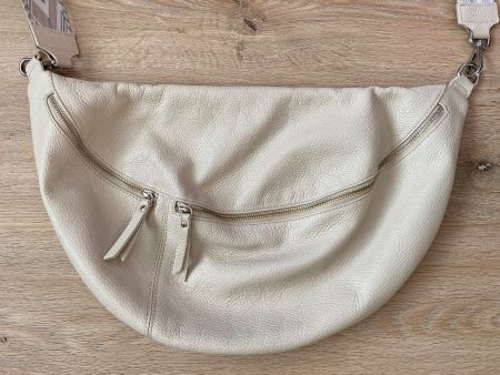 Schultertasche Umhängetasche Leder beige mit 2 Riemen