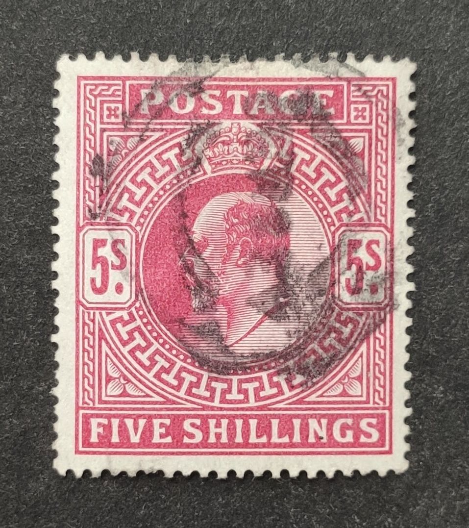 Alle Briefmarken: GB 1902, Edward VII, 5sh gestempelt – Gebraucht aus Wil SG von Zazal