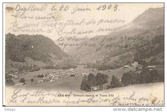 Cartoline postali: ORMONT - DESSUS - 1903 – Usato da Lutry venduto da Ediego