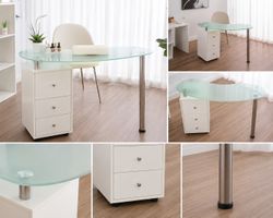 Exklusiver Design-Manikürtisch mit Sicherheitsglas&Stauraum