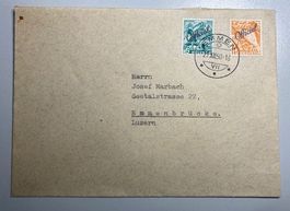 Schweiz Brief Marken OFFICIEL, gestempelt, Emmen 1950