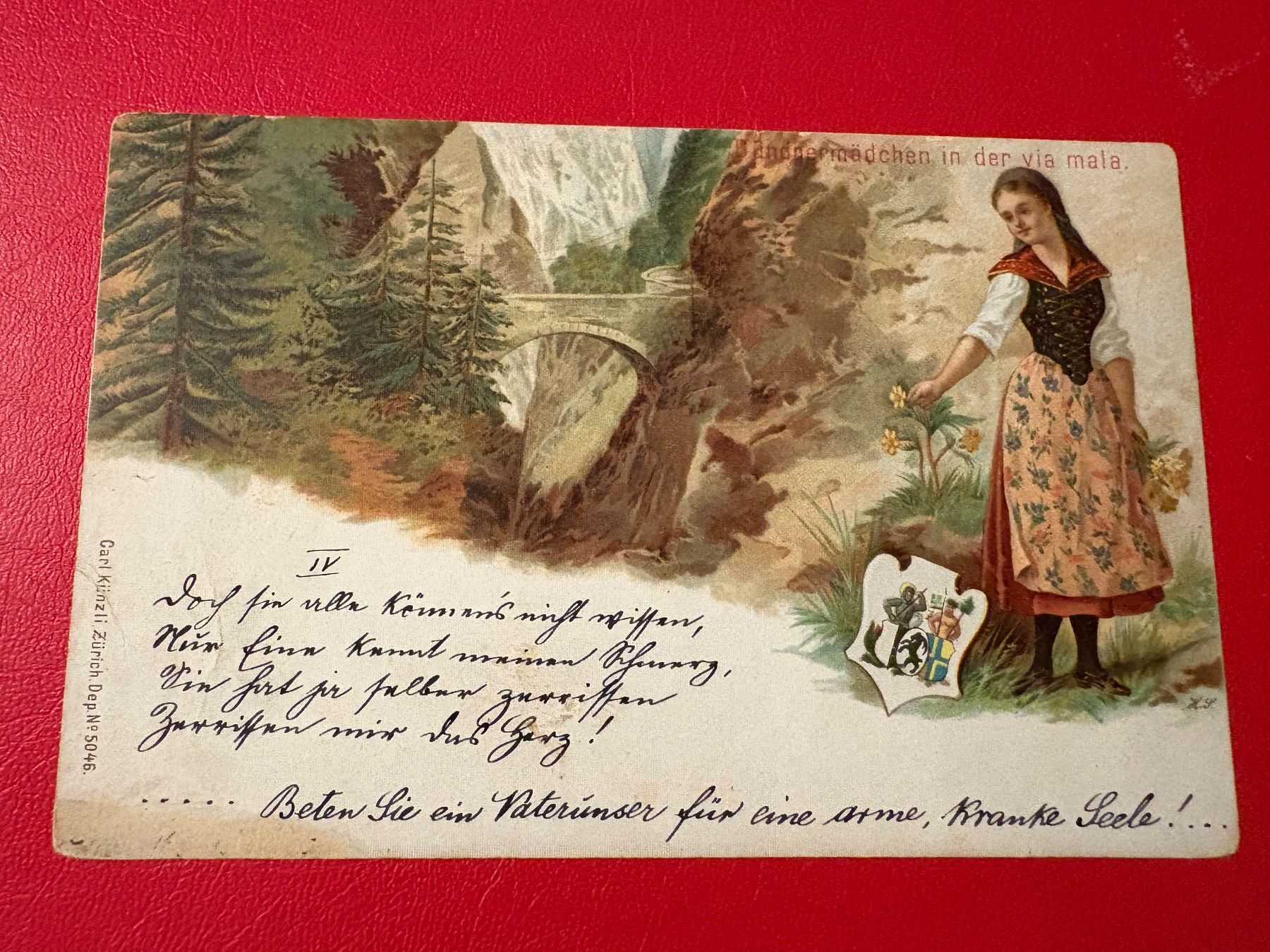 Cartoline postali: LITHO : Bündnermädchen in der via mala – Usato da St-Légier-Chiésaz venduto da Theo006