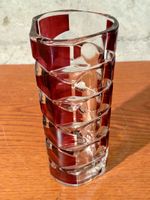 Stylish Red & Clear Geometric Glass Vase - Statement Piece