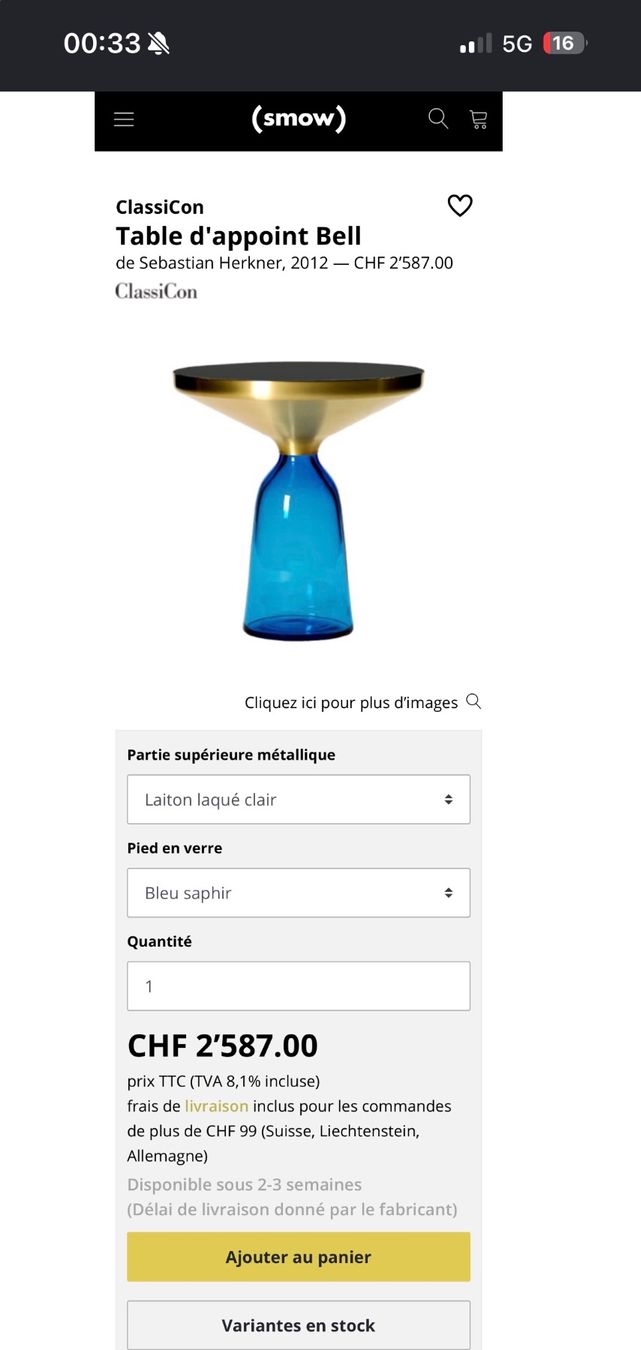 Tische: Classicon Bell Side Table Blue Saphir – Gebraucht aus Fully von Gaga1990 6