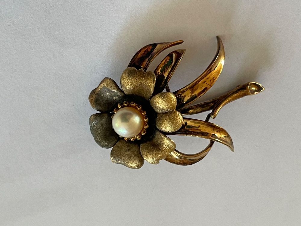 Ancienne Broche Plaqué Or Jaune – Bijou Vintage Sans Marque