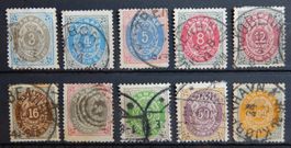 Dänemark Kat. 22-31 gest. 1875 Kat. 150 Euro