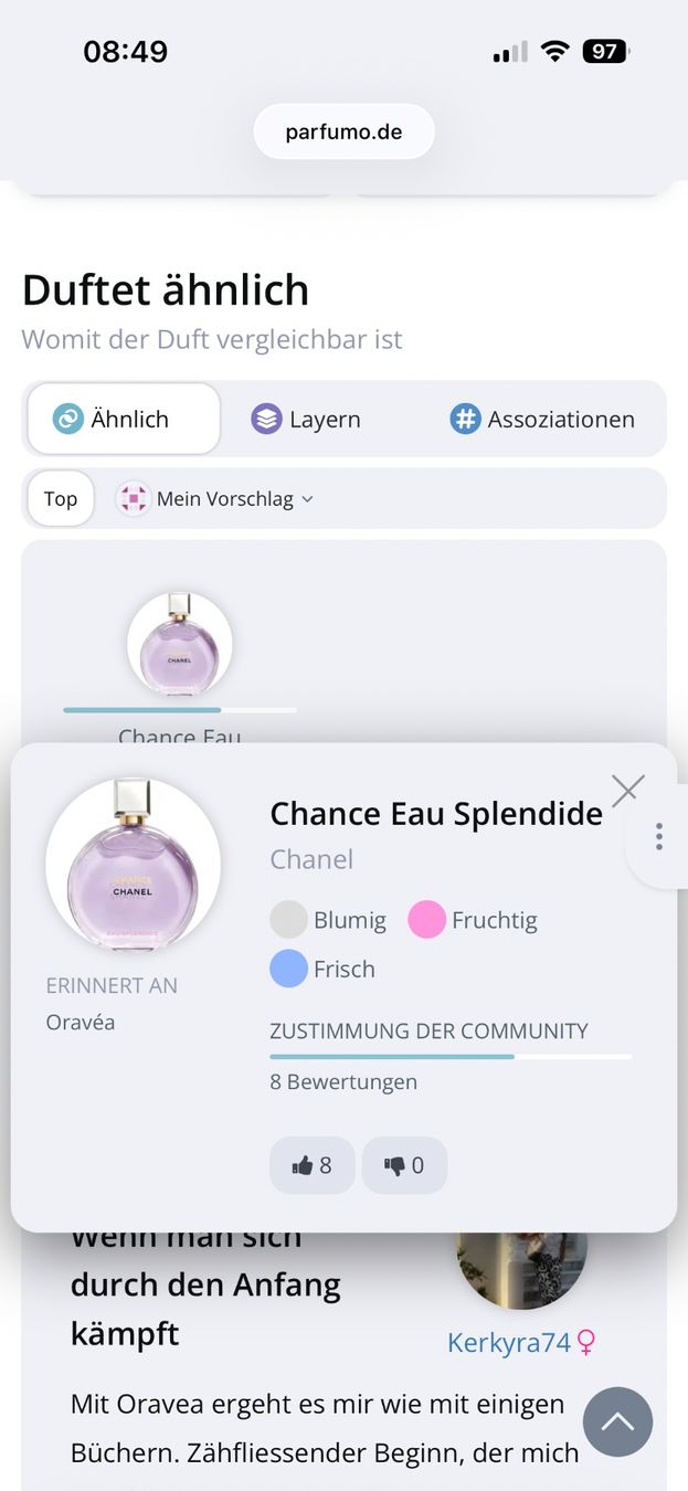 Profumi & Eau de Toilette: Paris Corner Oravéa EDP5ml.(ähnlich zu Chance Eau Splendide) – Usato da Zürich venduto da deruja 5