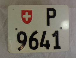 Altes Schweizer PTT Mofa Nummernschild, Sammlerstück