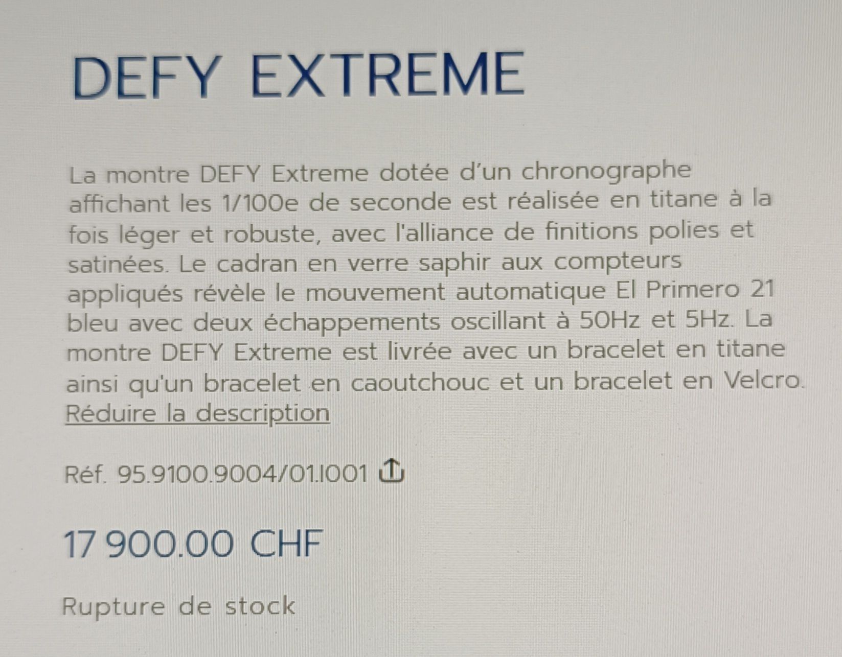 Zenith Orologi: ## Zenith Defy Extrem Chrono 1/100 ,Titane neuve . – Nuovo e nell'imballaggio originale da Sierre venduto da imaginations 8