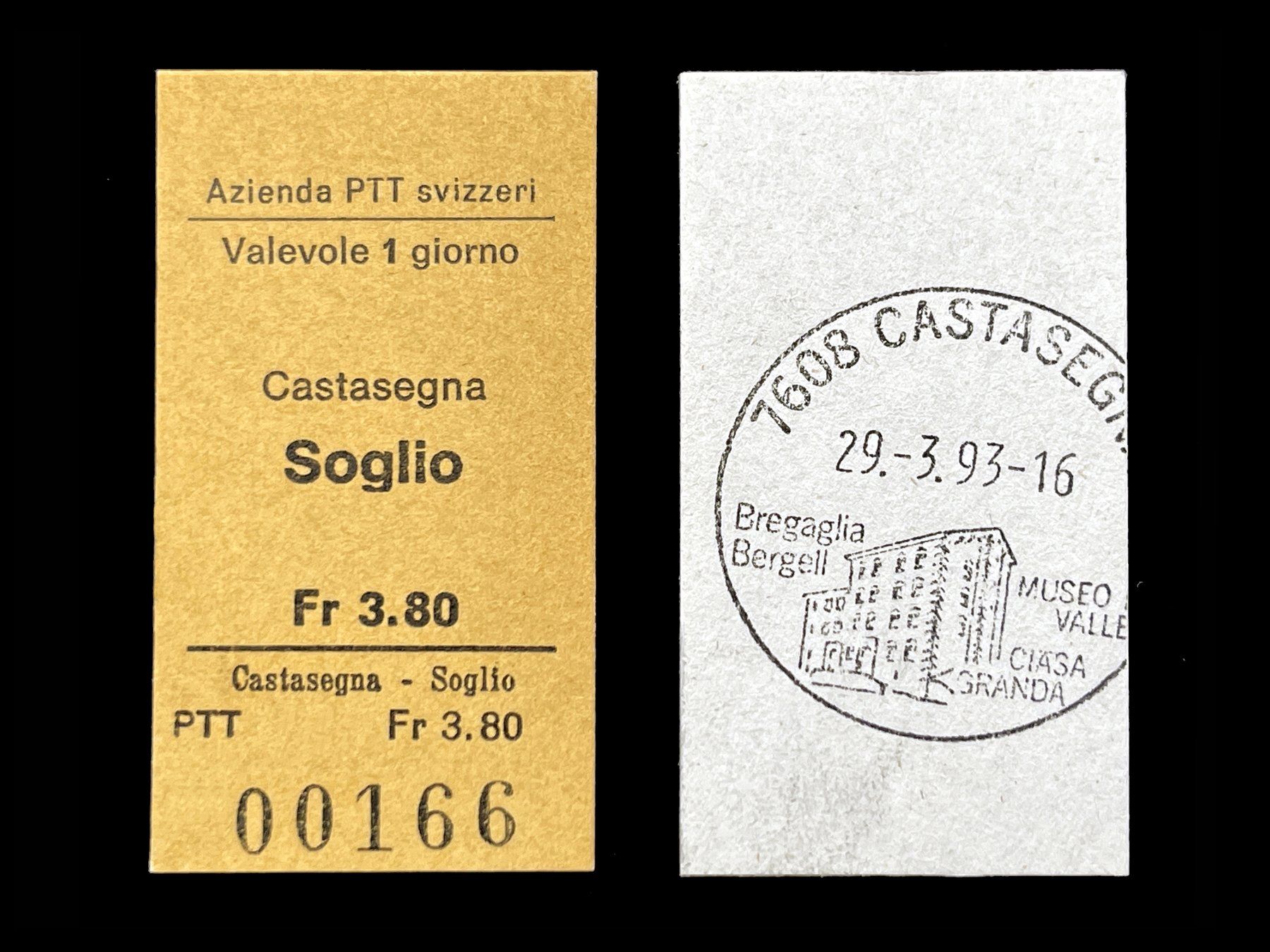 Biglietti: Castasegna Soglio Bergell Postauto Edmondsonsches Billett – Nuovo (secondo la descrizione) da Bern venduto da AWiBe