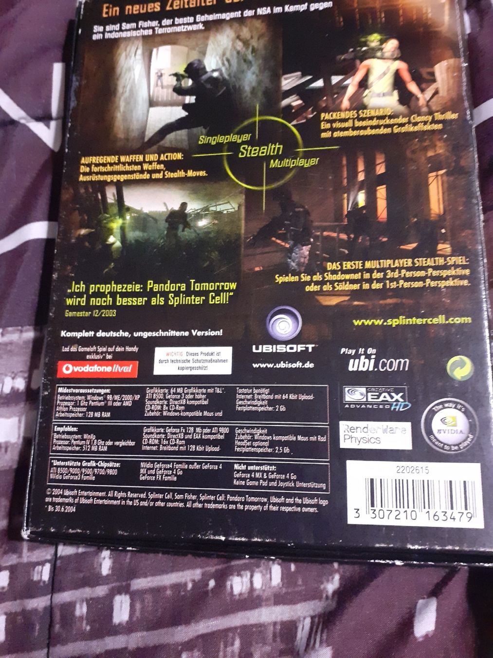 Microsoft Spiele: Tom Clancy's Splinter Cell Pandora Tomorrow PC Spiel DE – Gebraucht aus Kloten von elb_9qvr 1
