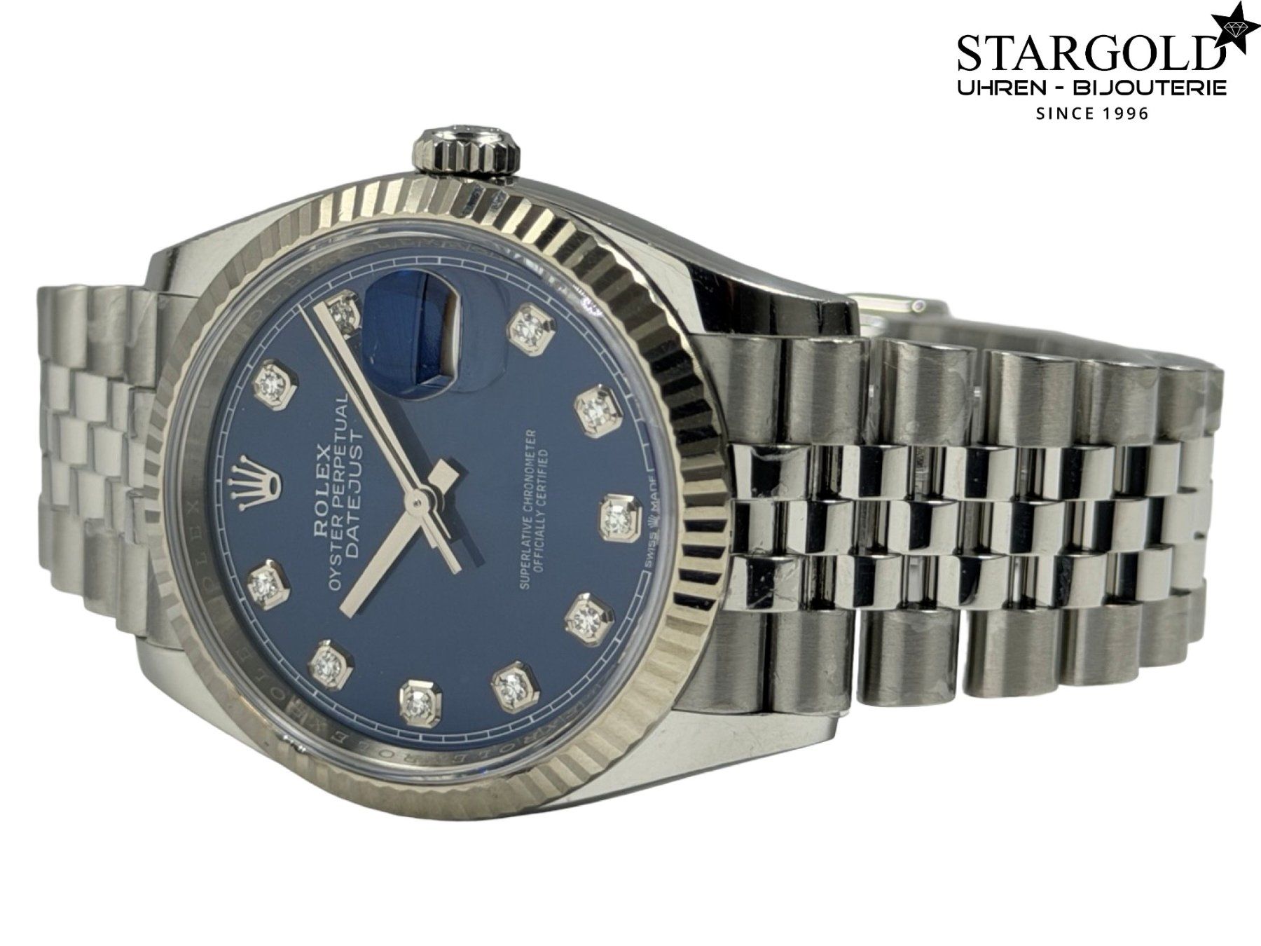 Rolex Orologi: Rolex Datejust 36 Blau mit Diamanten - 126234 – Nuovo e nell'imballaggio originale da Zürich venduto da Stargold-Uhren 1