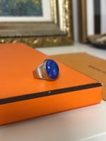 Silber Ring mit Blaue Stein Gr 56