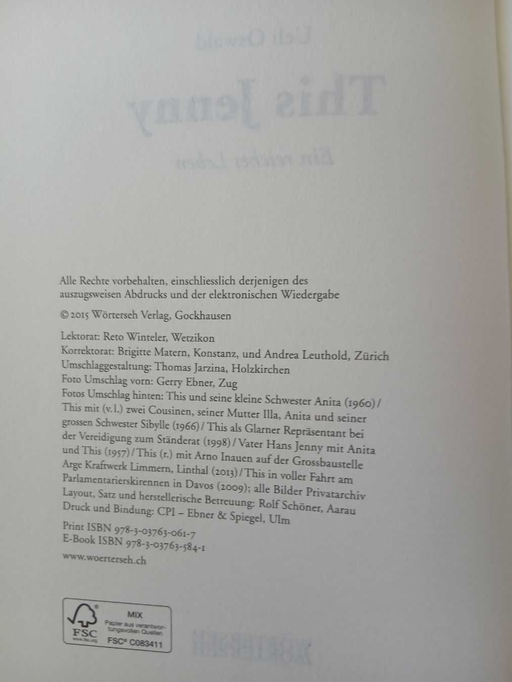 Libri: This Jenny ein reiches Leben - Ueli Oswald – Usato da Bazenheid venduto da vogeljr 2