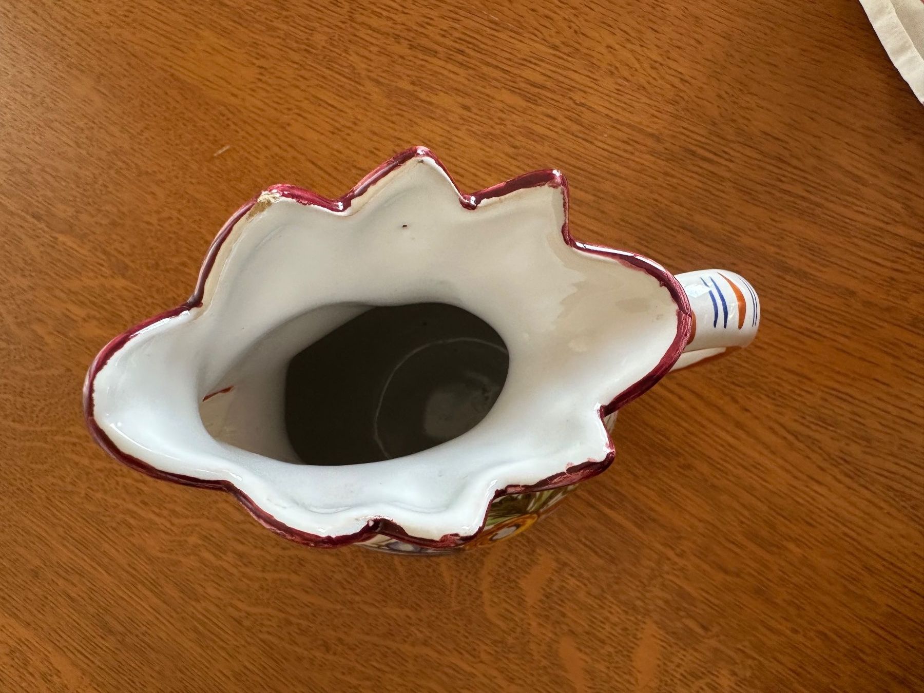 Karaffen: Handgemalte Vintage Karaffe "Hahn" Keramik Mancinelli Deruta – Gebraucht aus Worb von Anne_711 3