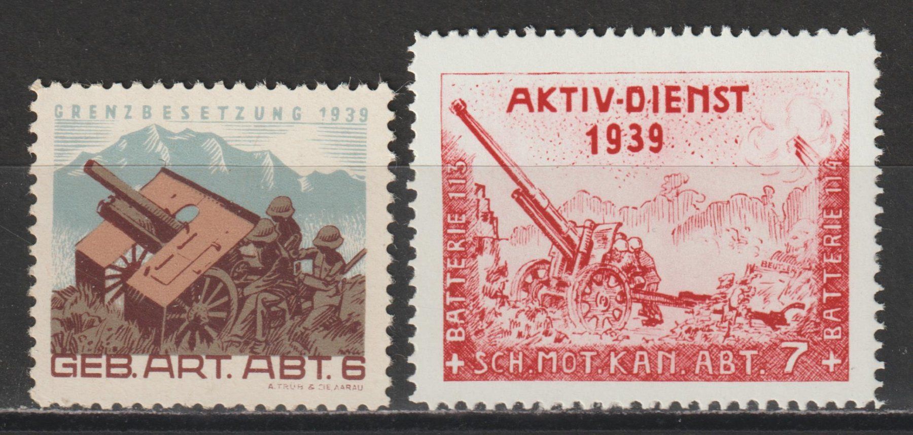 Alle Briefmarken: Artillerie Nr. 64/1 + 69/1 ** – Gebraucht aus Siebnen von Fstaehli