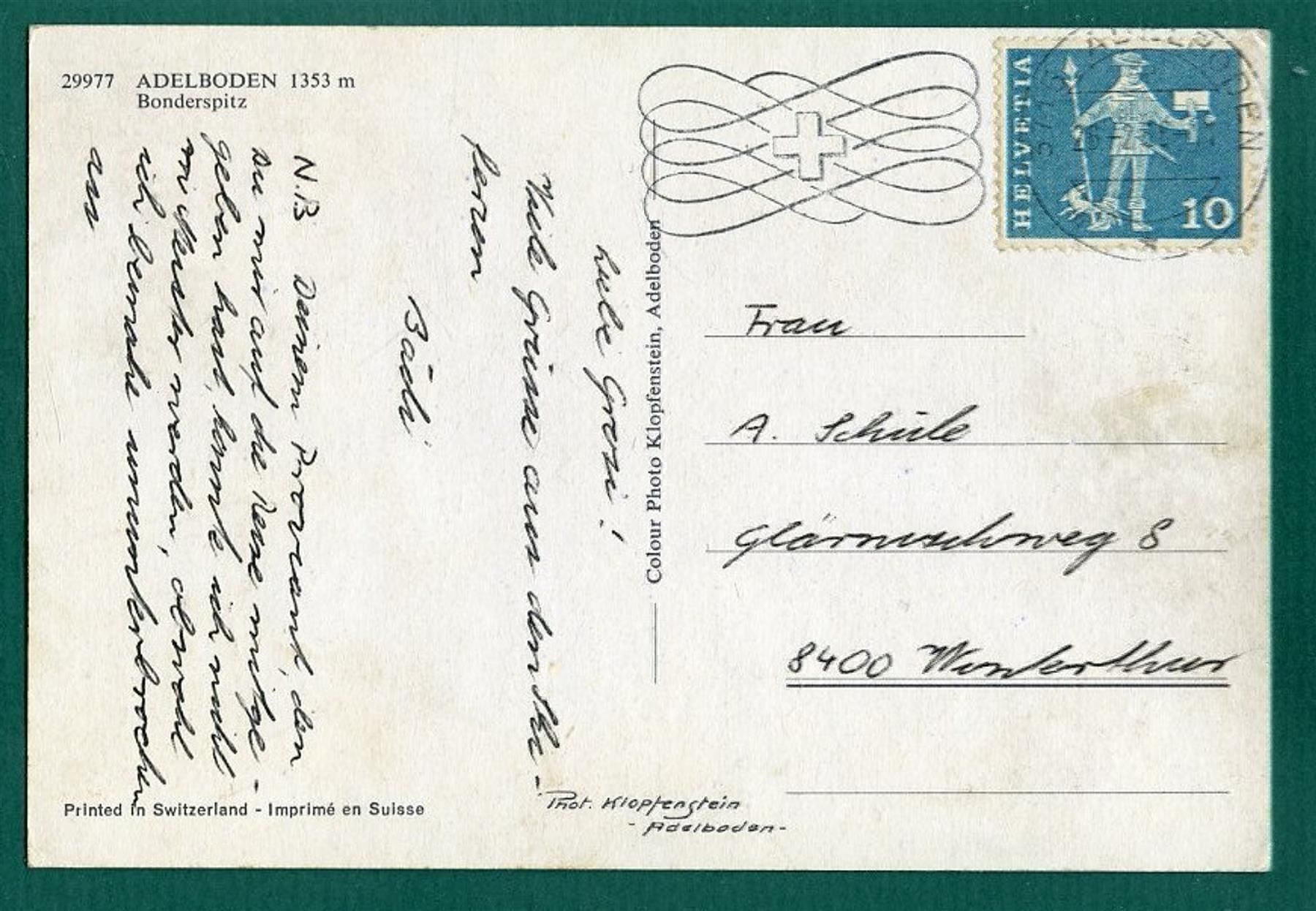 Cartoline postali: Adelboden - Bonderspitz,1966, gelaufen – Usato da Sargans venduto da Hausi1951 1